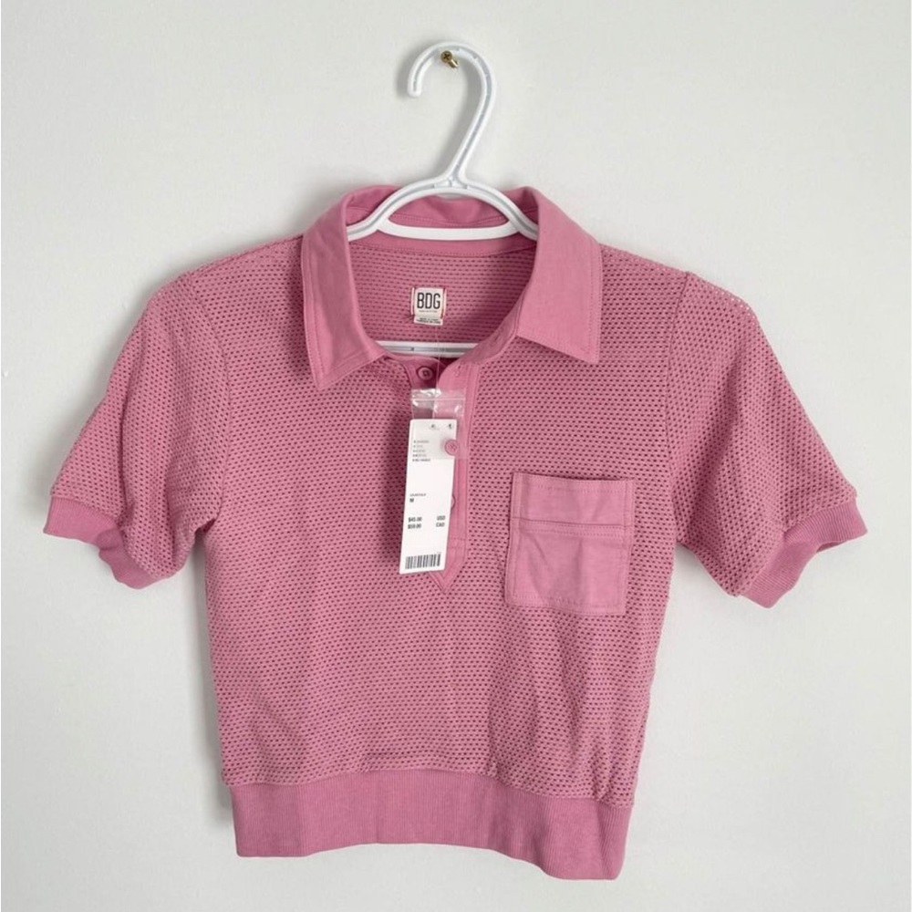 BDG Wyatt Mesh Polo Shirt